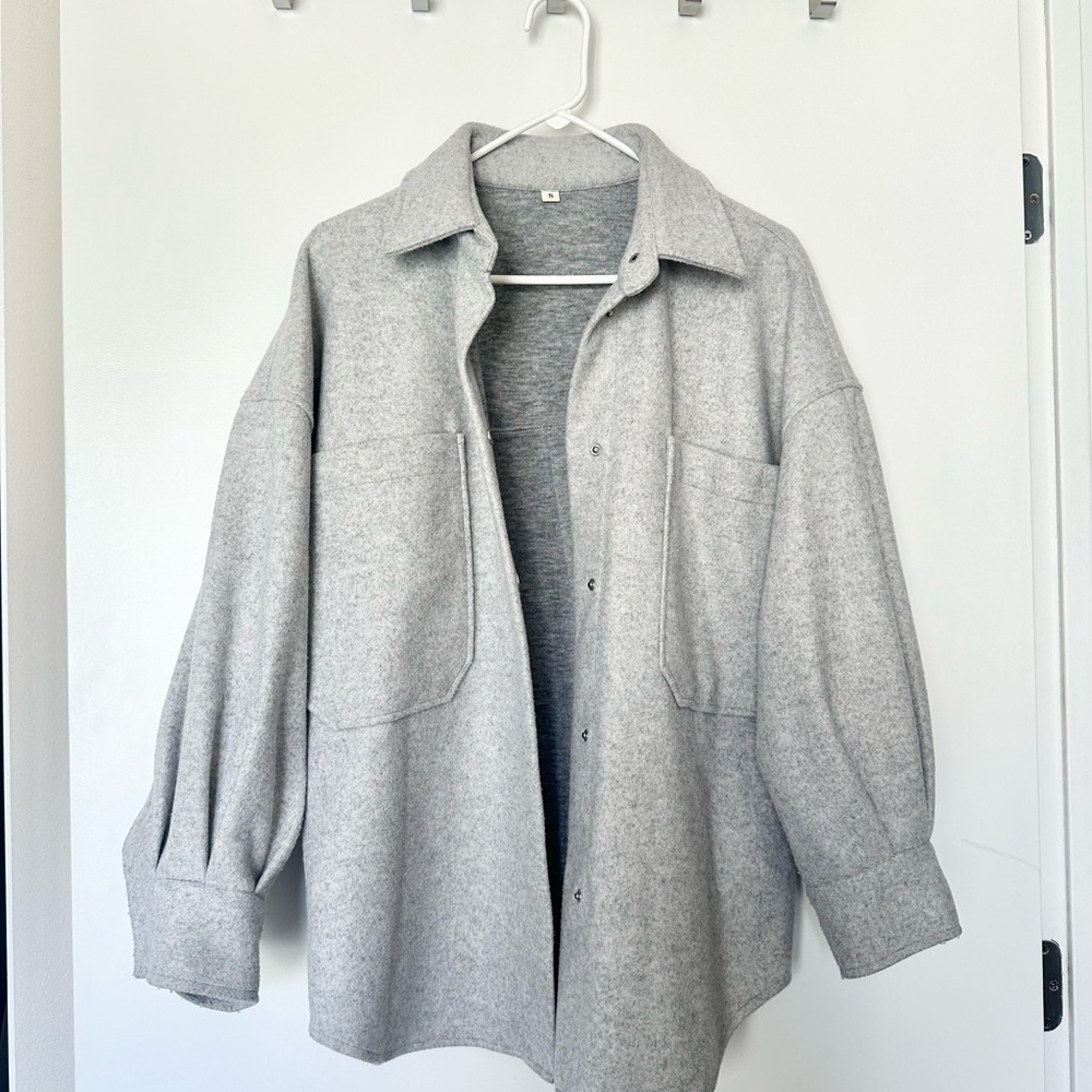 Ledin Oversized Weighted Grey Shacket Jacket Coat